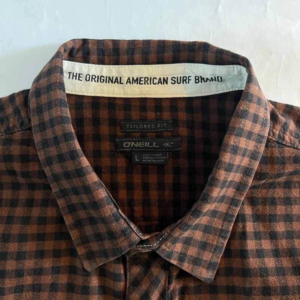 O’neill surf long sleeve black/brown check - large